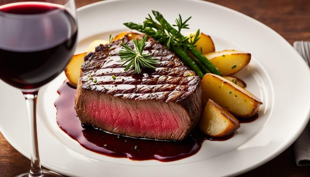 Vinho tinto e entrecôte