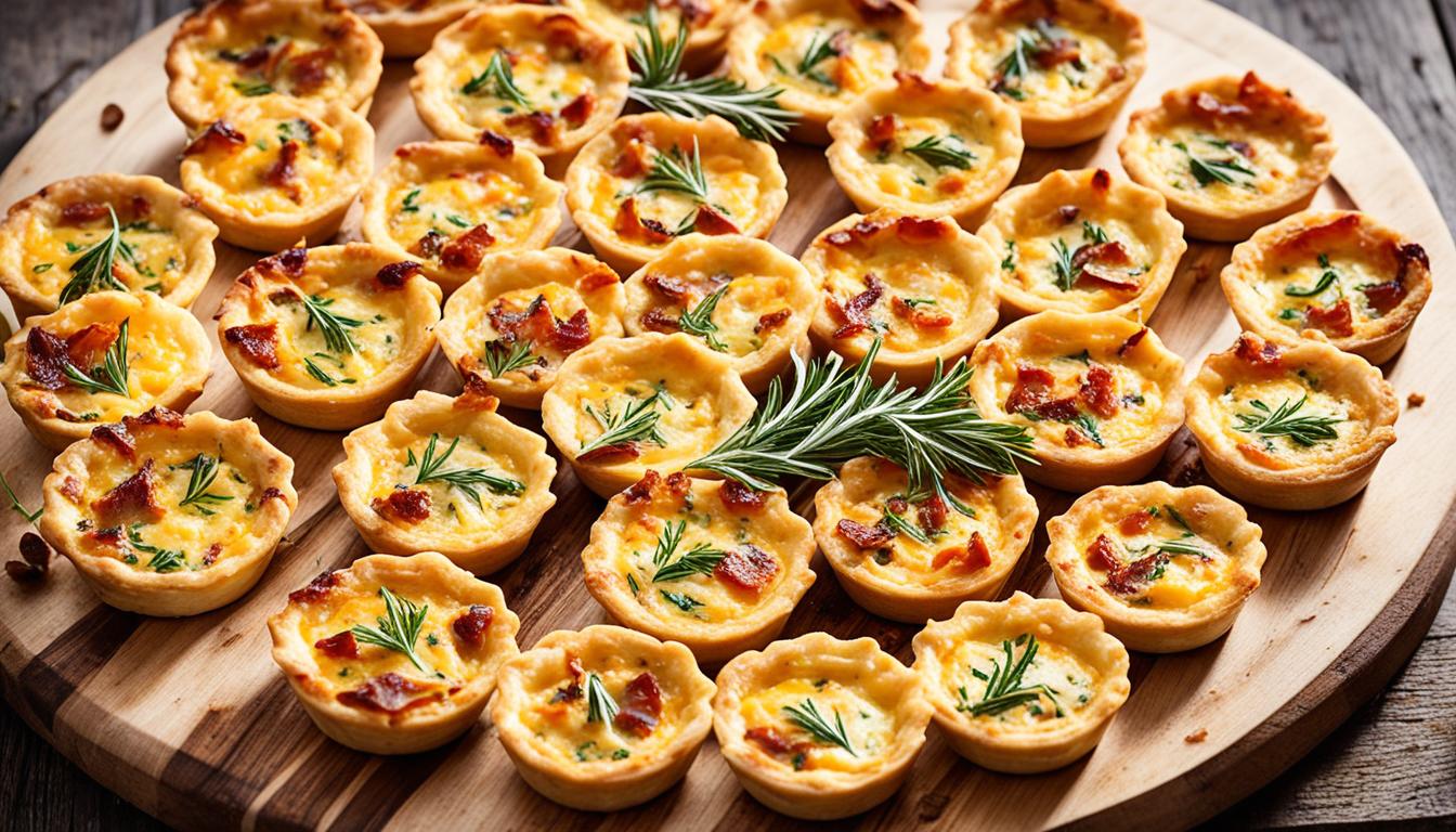 Mini Quiches de Queijo Comté e Bacon Crocante