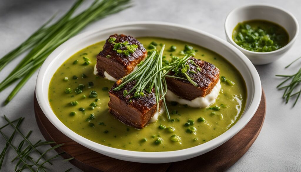 Vichyssoise de Alho-Poró e Batata com Creme de Cebolinha