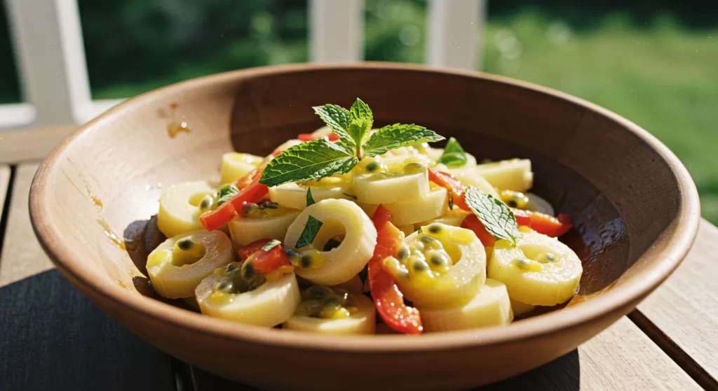 Salada de Coração de Palmito com Vinagrete de Maracujá