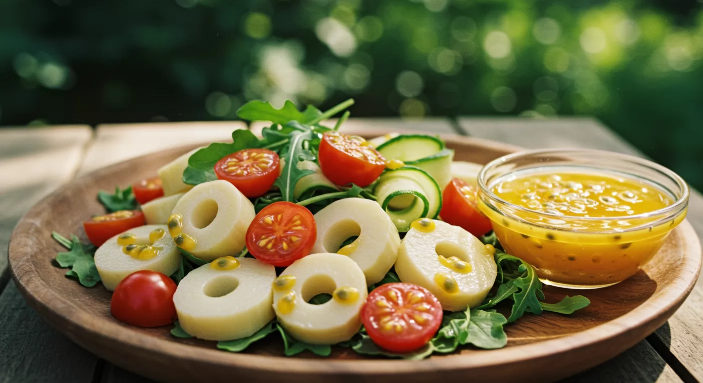 Salada de Coração de Palmito com Vinagrete de Maracujá